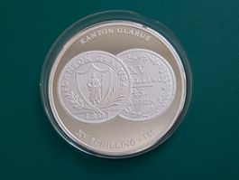 Silber-Gedenkmünze Helvetia 150 Jahre Annos Nummus - Glarus