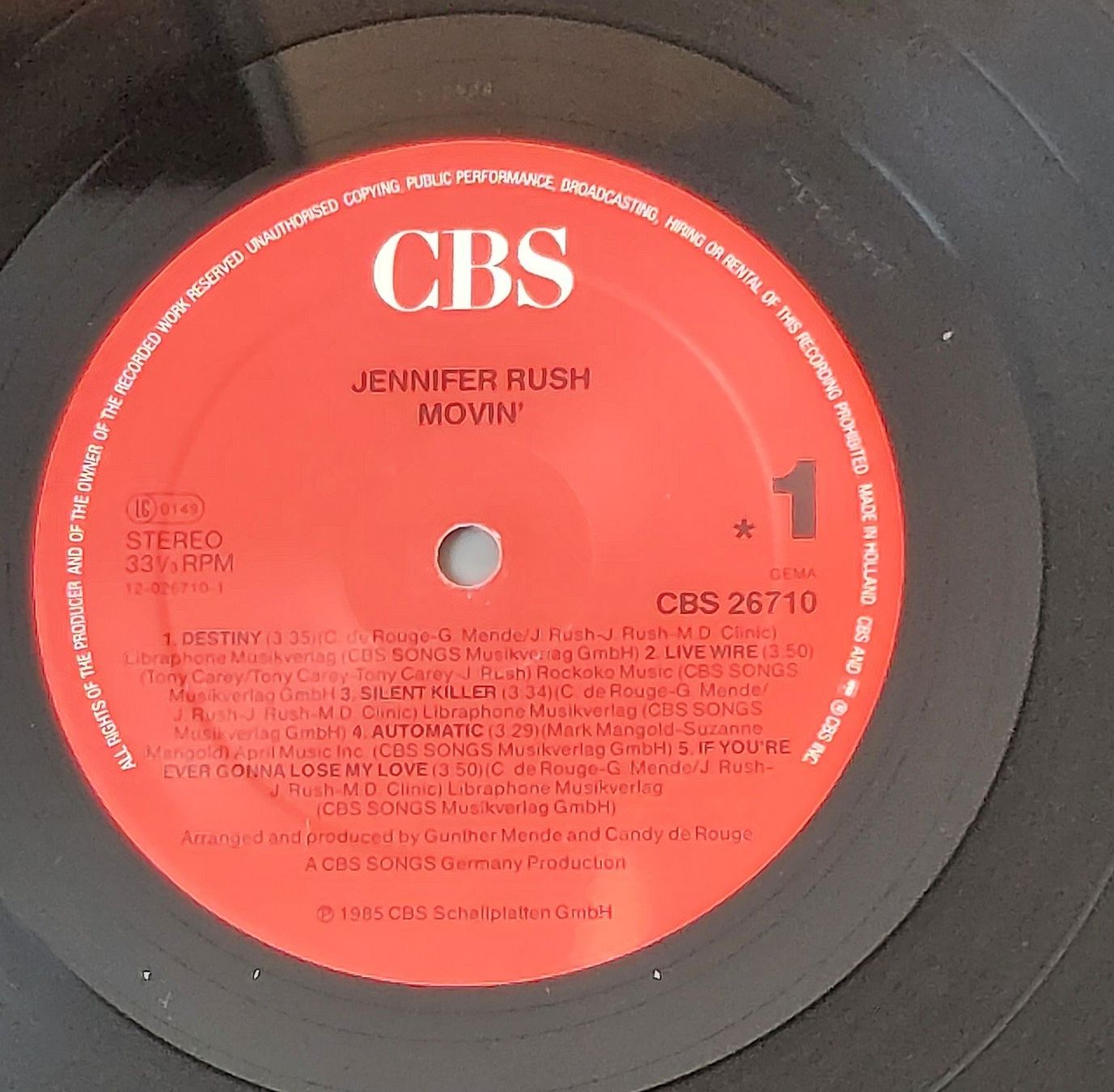 Schallplatten: LP - JENNIFER RUSH - MOVIN' – Gebraucht aus Steckborn von Quo7 1