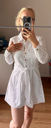 Zara Kleid, weiss, Gr. S, neuwertig mit Gürtel