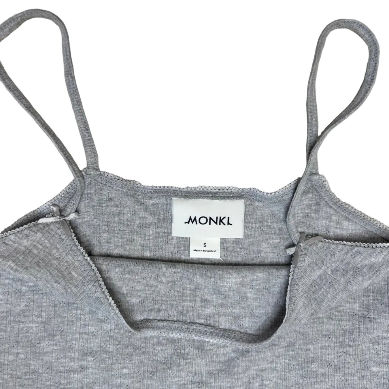 Monki Top: NEW Monki Pointelle Top with Bow Details – Nuovo (secondo la descrizione) da St. Gallen venduto da look-twice 4