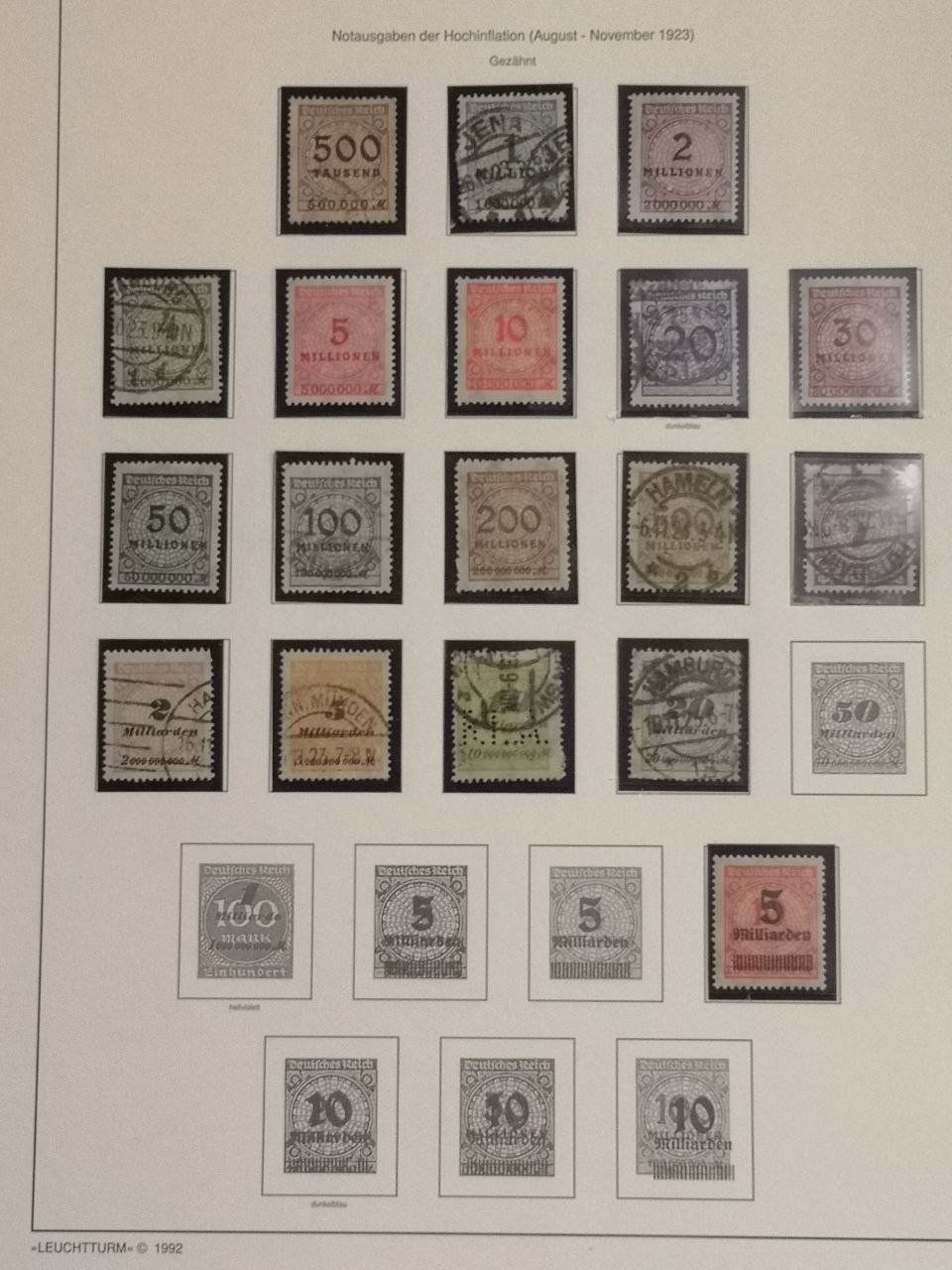 Tutti i francobolli: Deutsche Briefmarken 1920-1923. 10 Seiten. – Usato da Bern venduto da Yunkom 1