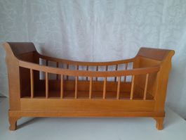 Appenzeller Kinderbett, Puppenbett, 1956 Buche massiv, 62 cm