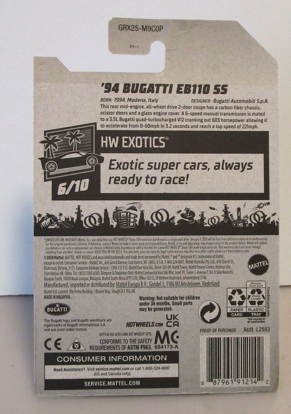 Bugatti Modellini d'auto: HOT WHEELS '94 BUGATTI EB110 SS - GRX25 – Nuovo e nell'imballaggio originale da Chêne-Bourg venduto da breno56 3