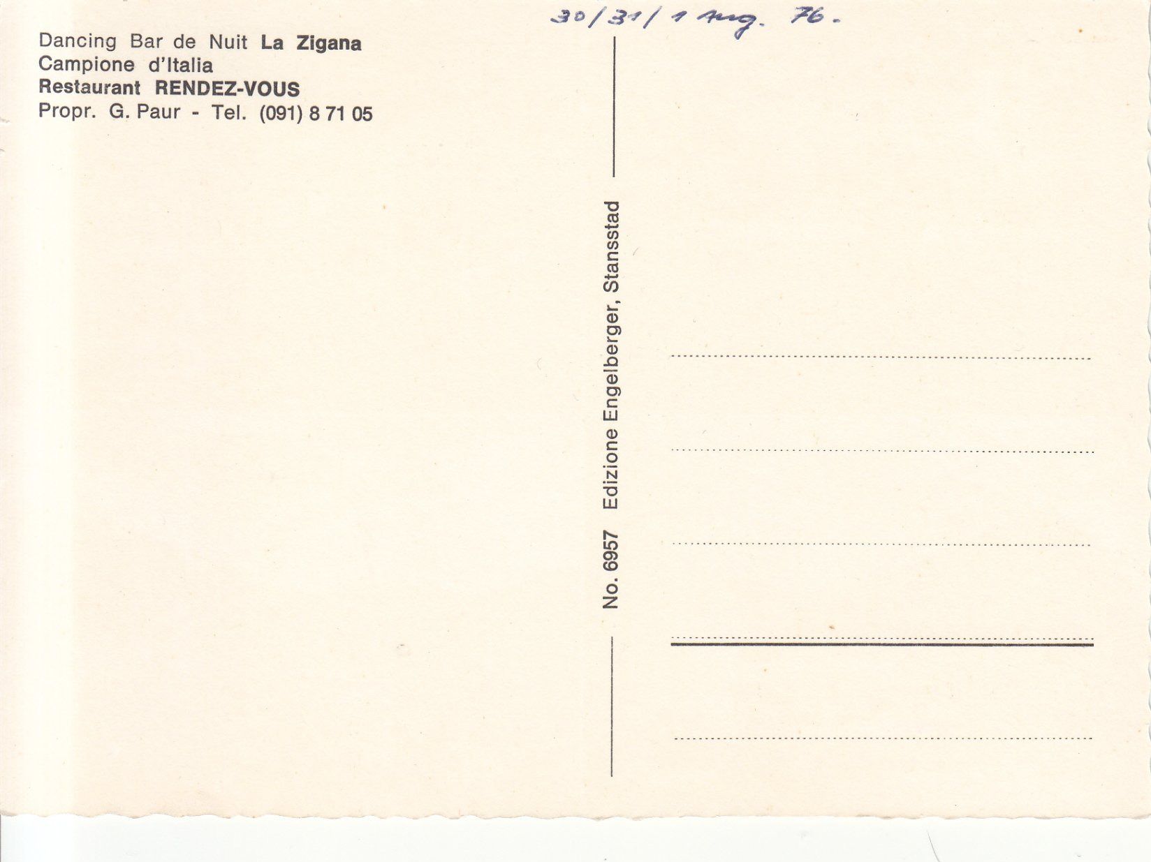 Cartoline postali: Campione Rendez Vous – Usato da Bürglen TG venduto da StampGraf 1