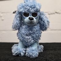 Blauer Stoff-Pudel mit Sonnenbrille, ca. 24cm gross Top !