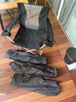 3 Campingstühle, neuwertig, breit, mit Tasche, schwarz