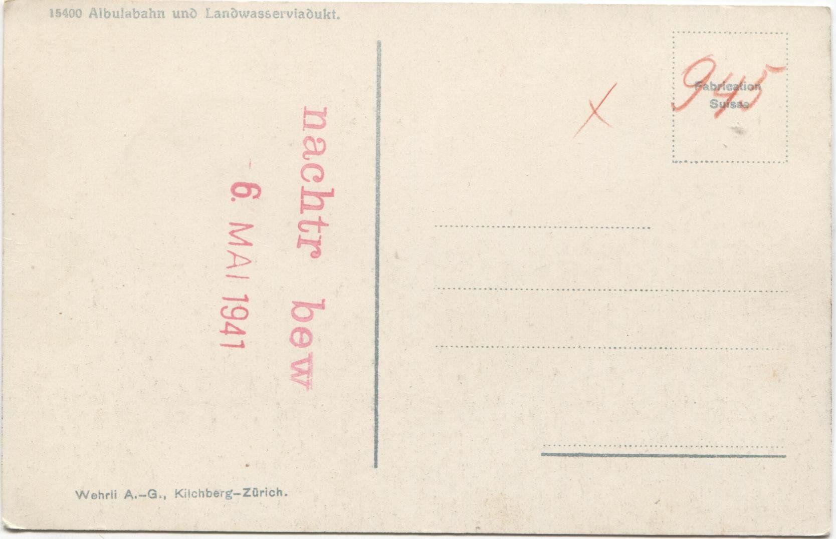 Cartes postales: ALBULA-BAHN GR 1920 Rhätische Bahn – D'occasion à Wil SG par Clanx 2