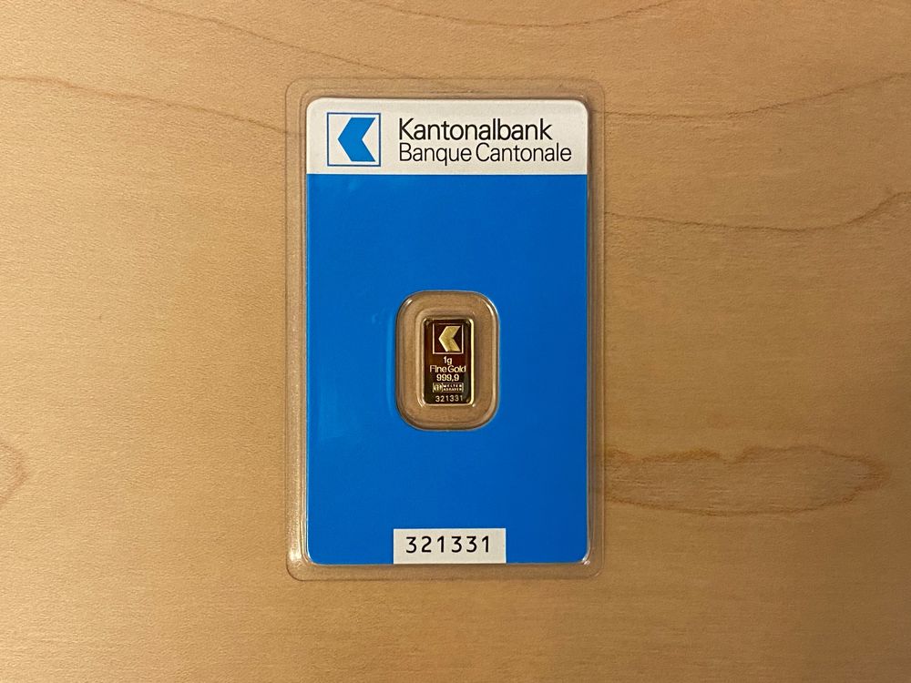 1 gramm  Goldbarren ~ Kantonalbank 1