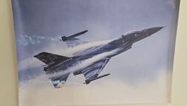 F16 Leinwandbild 50x70cm Kampfflugzeug Belgien Luftwaffe neu