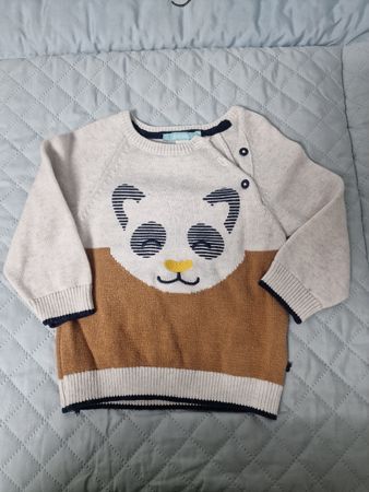 Pull ObaiBi 12M/74cm bébé garçon motif panda automne 🐼🍂