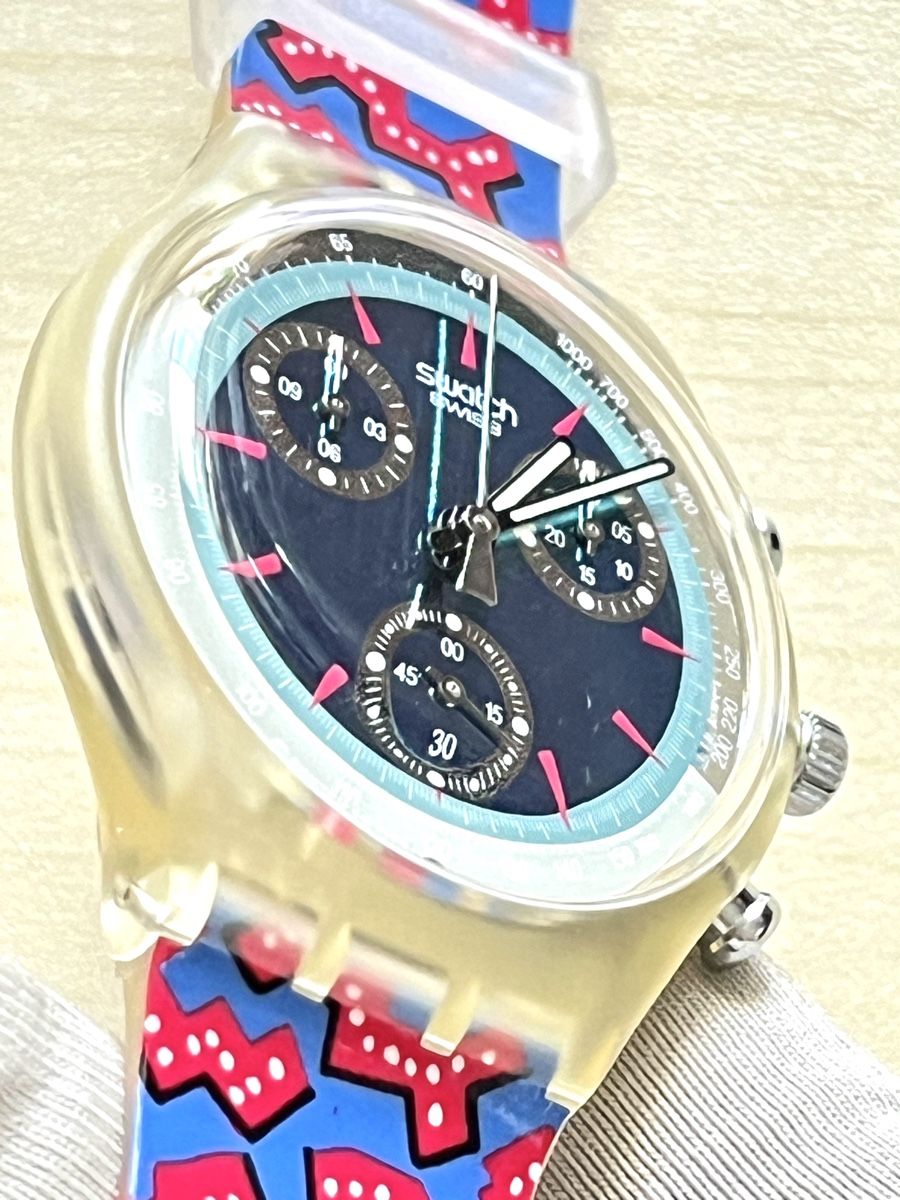Swatch Orologi: Swatch Chronograph Uhr transparent mit buntem Armband  – Usato da Grenchen venduto da chththl 4