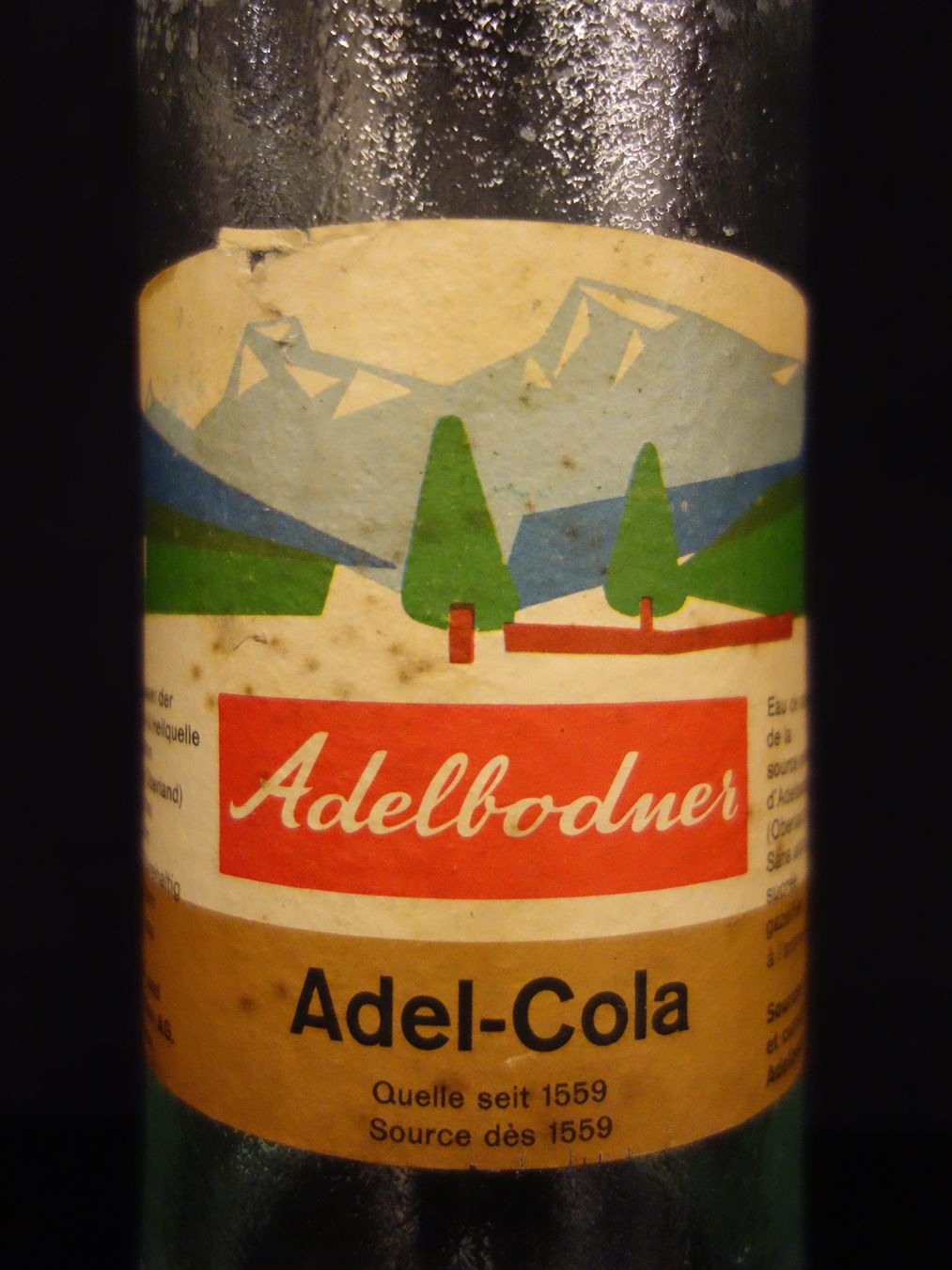Verres, cruches & bouteilles: alte Flasche ADELBODNER ADEL - COLA 1961 – D'occasion à Kerzers par Flaschenposten 1