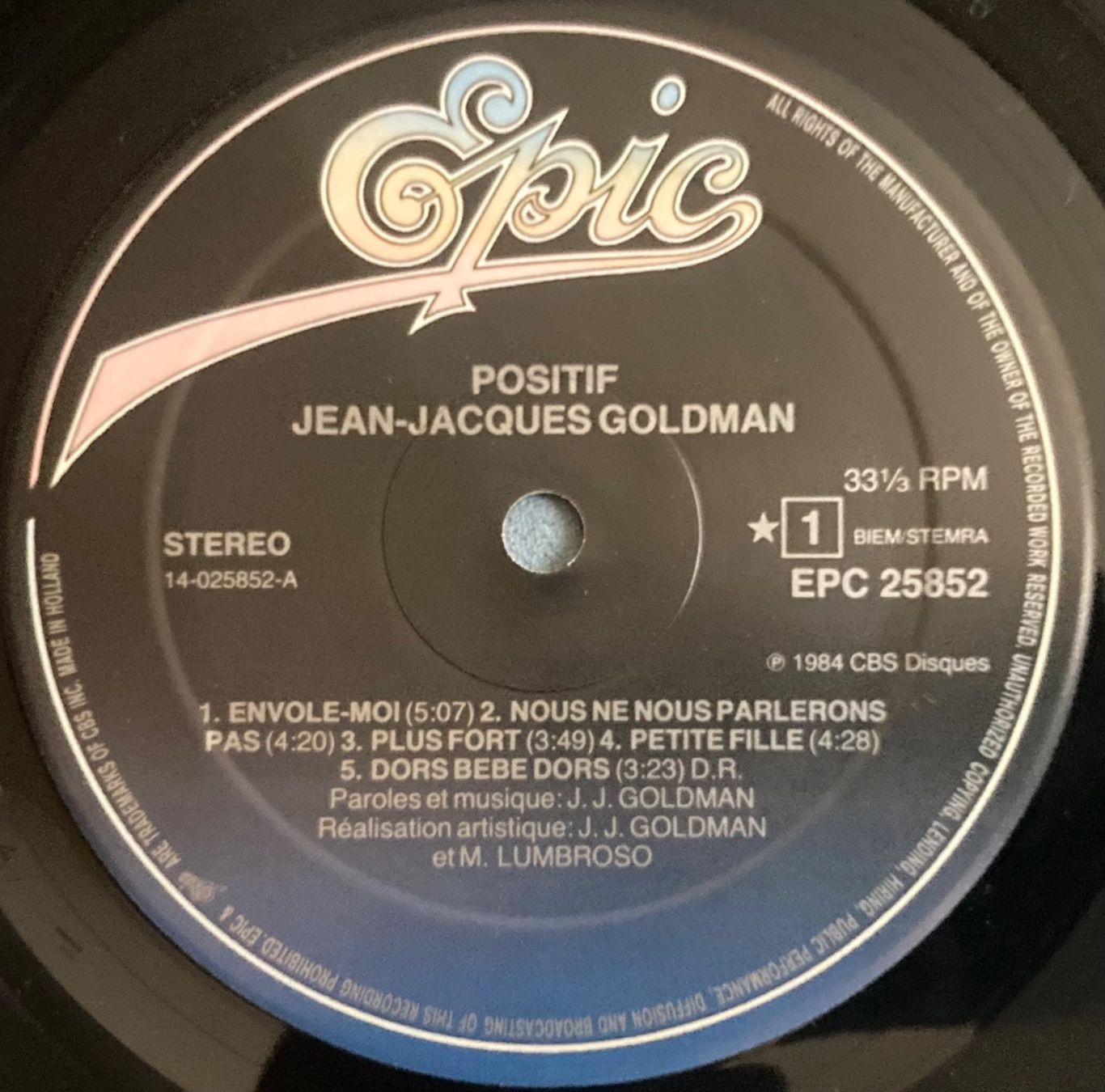 Dischi in vinile: JEAN-JACQUES GOLDMAN - POSITIF – Usato da Poliez-Pittet venduto da Newtown-Records 3