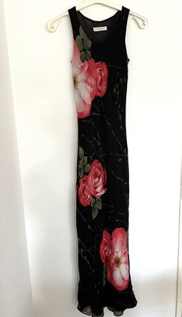 ELEGANTES SCHWARZES BLUMENKLEID GR. 36