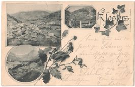 KLOSTERS: 3Bild-AK mit Rhätischer Bahn 1898