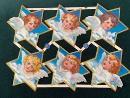 Glanzbilder Sterne m. Engel Poesie Lebkuchenbilder Decoupage