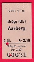KARTON BILLETT, BRÜGG(BE) - AARBERG,M 2.KLASSE, EINFACH,
