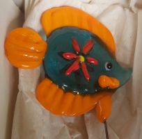 Deko Glasfische, 4 Stk, Handarbeit, Vintage,