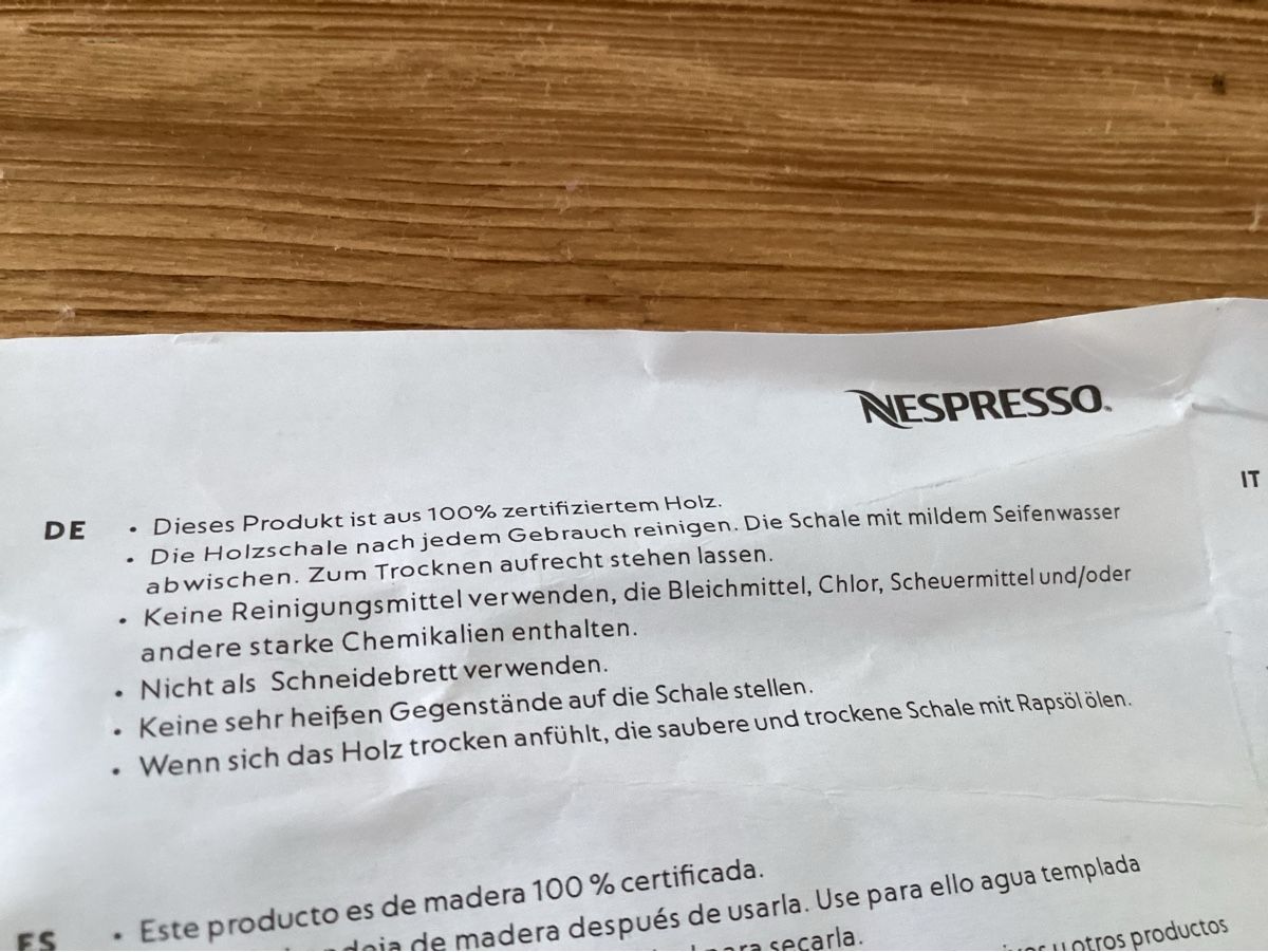 Holzartikel: Nespresso Holz Servierbrett neu – Neu und originalverpackt aus Wassen UR von SABDOM 4