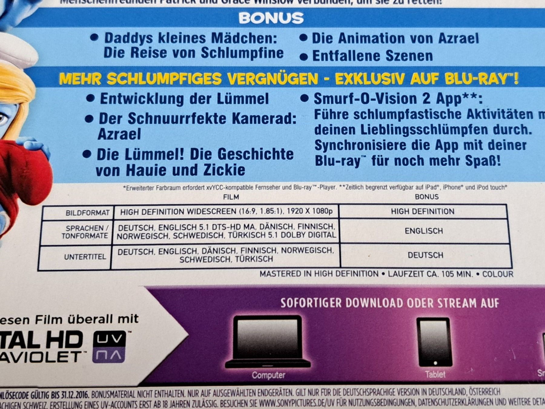 Tutti i DVDs: Blu-ray Die Schlümpfe 2  mit Schuber – Nuovo (secondo la descrizione) da Unterseen venduto da Kanica 3