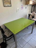 Dining Table, Green Tempered Glass, Like New