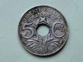 5 Centimes France Lindauer .1938.
