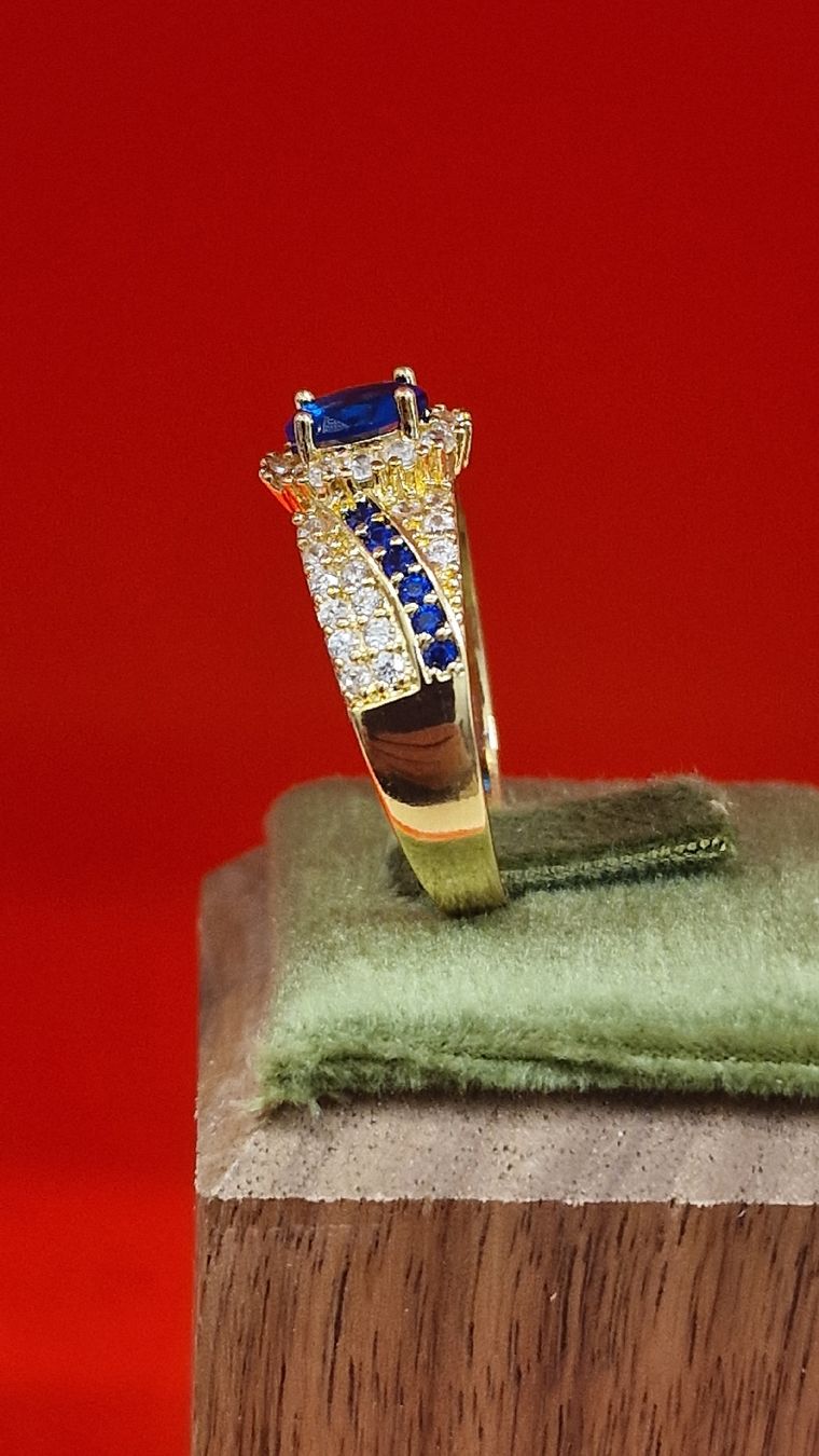 Anelli: ring mit blauem Stein, neuwertig, Grösse 59 – Nuovo e nell'imballaggio originale da Herisau venduto da Antiques.AR 1