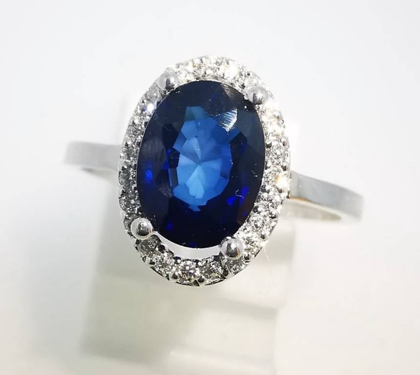 Ringe: 18 kt. White gold Ring 1.43 ct Sapphire Diamonds – Neu (gemäss Beschreibung) aus Plan Les Ouates von the_q5py