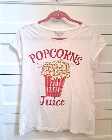 T-shirt Femme imprimé Popcorn blanc et rouge S