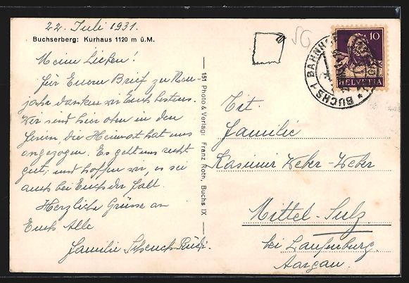 Cartoline postali: AK Buchserberg, Kurhaus mit Blumenwiese – Usato da Berlin venduto da bartko-reher 1