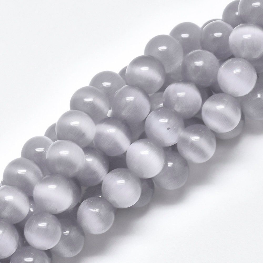 Perlen (unechte): Cateye Katzenauge Glasperlen grau 8mm – Neu (gemäss Beschreibung) aus Alpnachstad von perlengaby