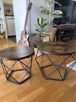 2er-Set Couchtische mit Metallgestell & Holzplatte