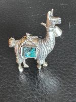 Alpaka aus 925 Silber mit Edelsteinen. Antike Figur Sterling