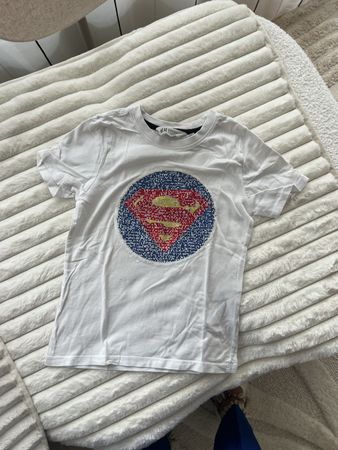 H&M PAILETTEN SHIRT SUPERMAN BATMAN GR 122/128