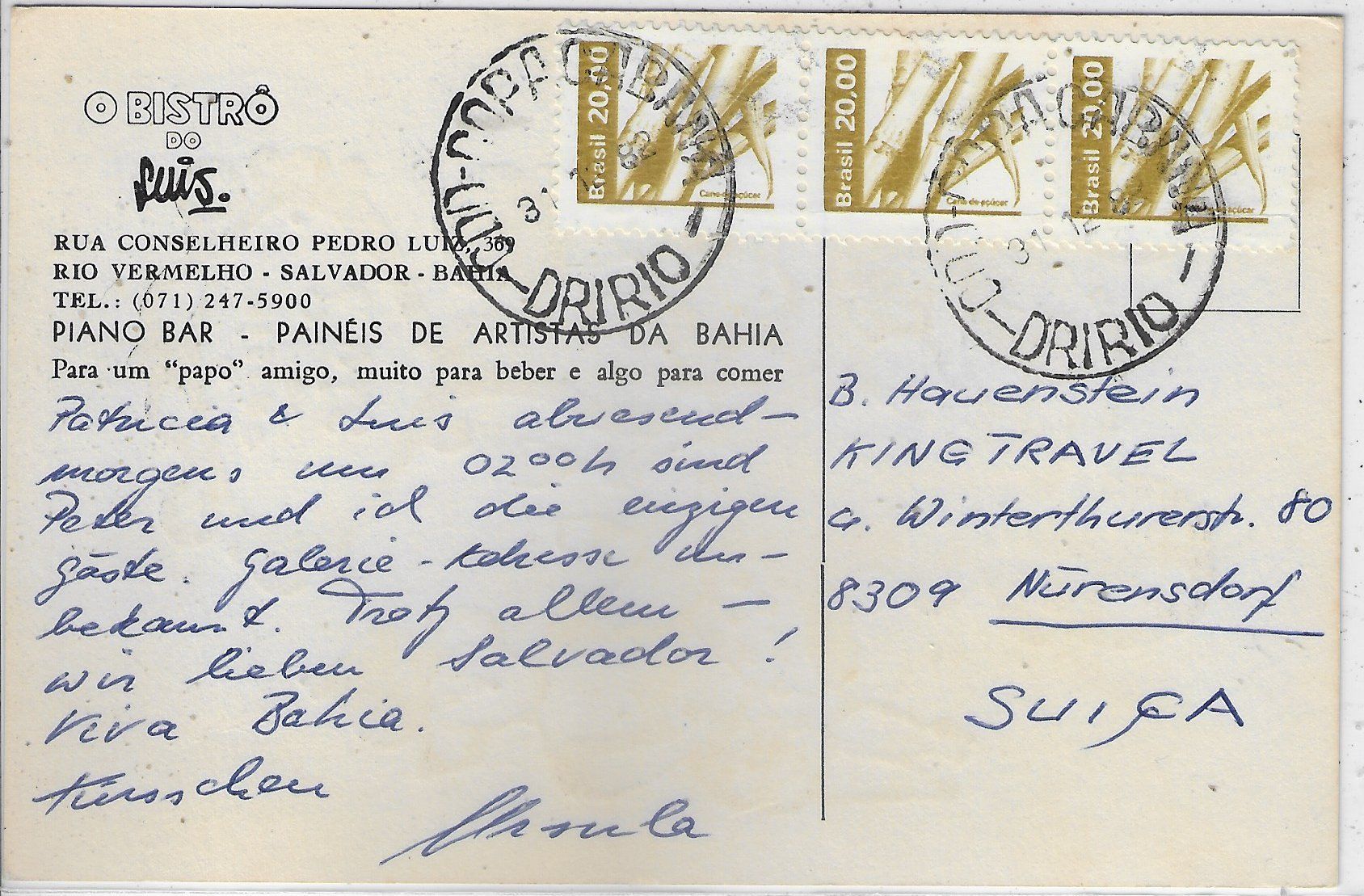 Cartes postales: O Bistro do Luis - Rio Vermelho - Brasil – D'occasion à Ettingen par Kartenplanet 1