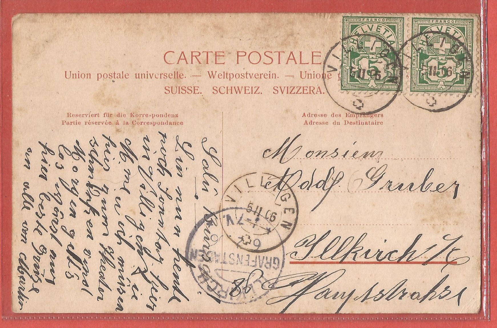 Ansichtskarten: Villigen - Nördlicher Dorfteil - 1906 – Gebraucht aus Fislisbach von Porano 1