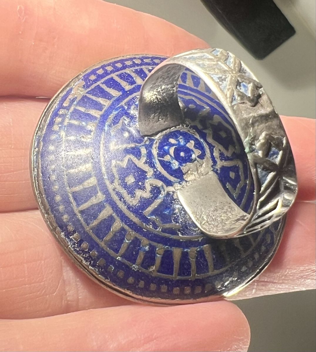 Anelli: Bague MULTAN argent a émail bleu  profond, pièce rare – Usato da Genève venduto da DELIRBEADS 8