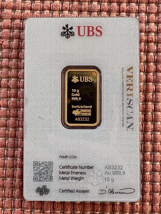 10 Gramm Goldbarren von UBS (Neu und originalverpackt) in Rümlang für ...