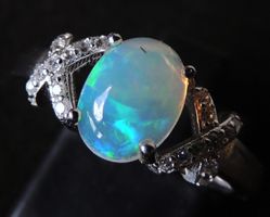 Äthiopischer Opal Silber 925 Fingerring Gr. 54