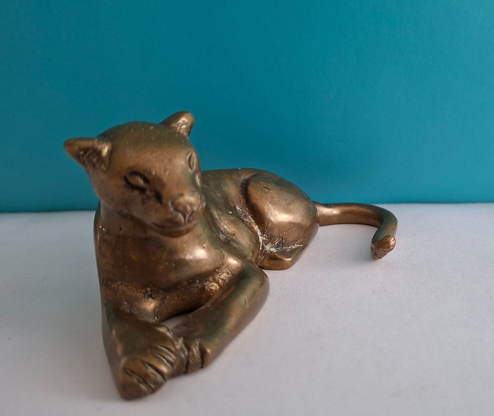 Sculture & Statue: Liegender Panther, Leopard-Figur aus Messing oder Bronze – Usato da Opfikon venduto da Diversamente 1