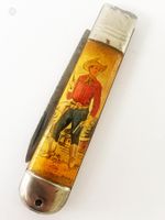 Taschenmesser Cowboy Motiv Metall 1950s Vintage Germany