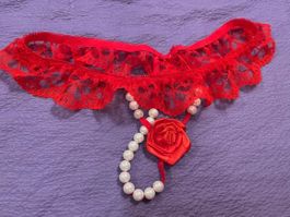 Stupenda Sexy Tanga con perle e Rosa-1 Size- nuova