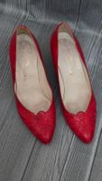 💞​ Vintage Pumps - 36 - Signalrot mit Applikationen
