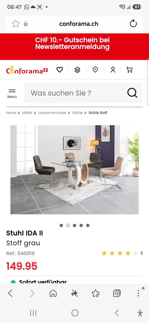 Conforama Stühle: Esszimmerstühle – Gebraucht aus Neuenhof von Inze 4