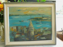 Original Ünsal Toker 10/1/1989er "Am Hafen von