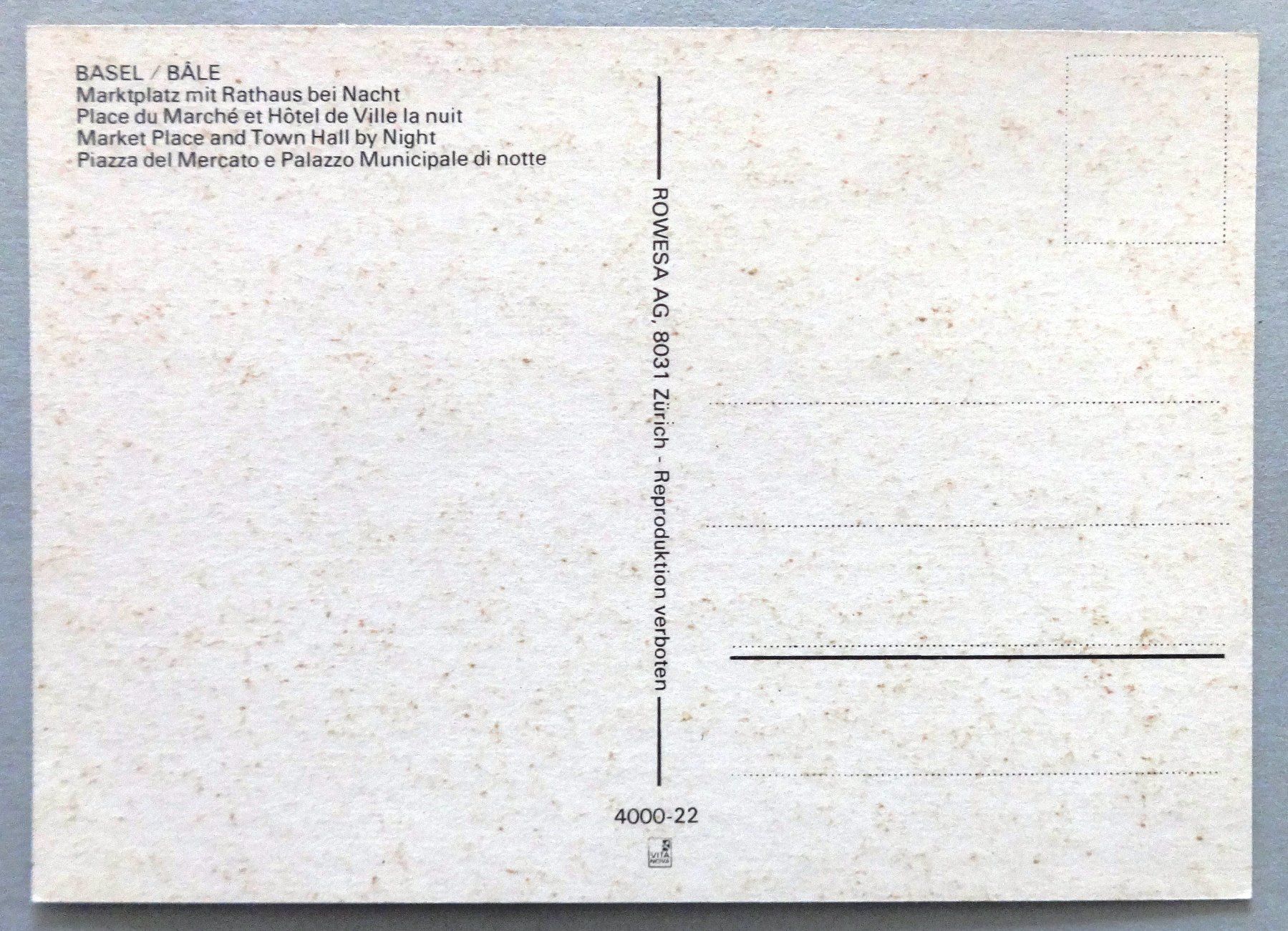 Cartoline postali: Basel/Bâle, Marktpkatz mit Rathaus bei Nacht – Usato da Fétigny venduto da Billy2miny 1
