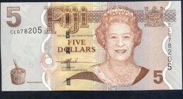 Fiji 5 Dollar 2007 P-110a UNC