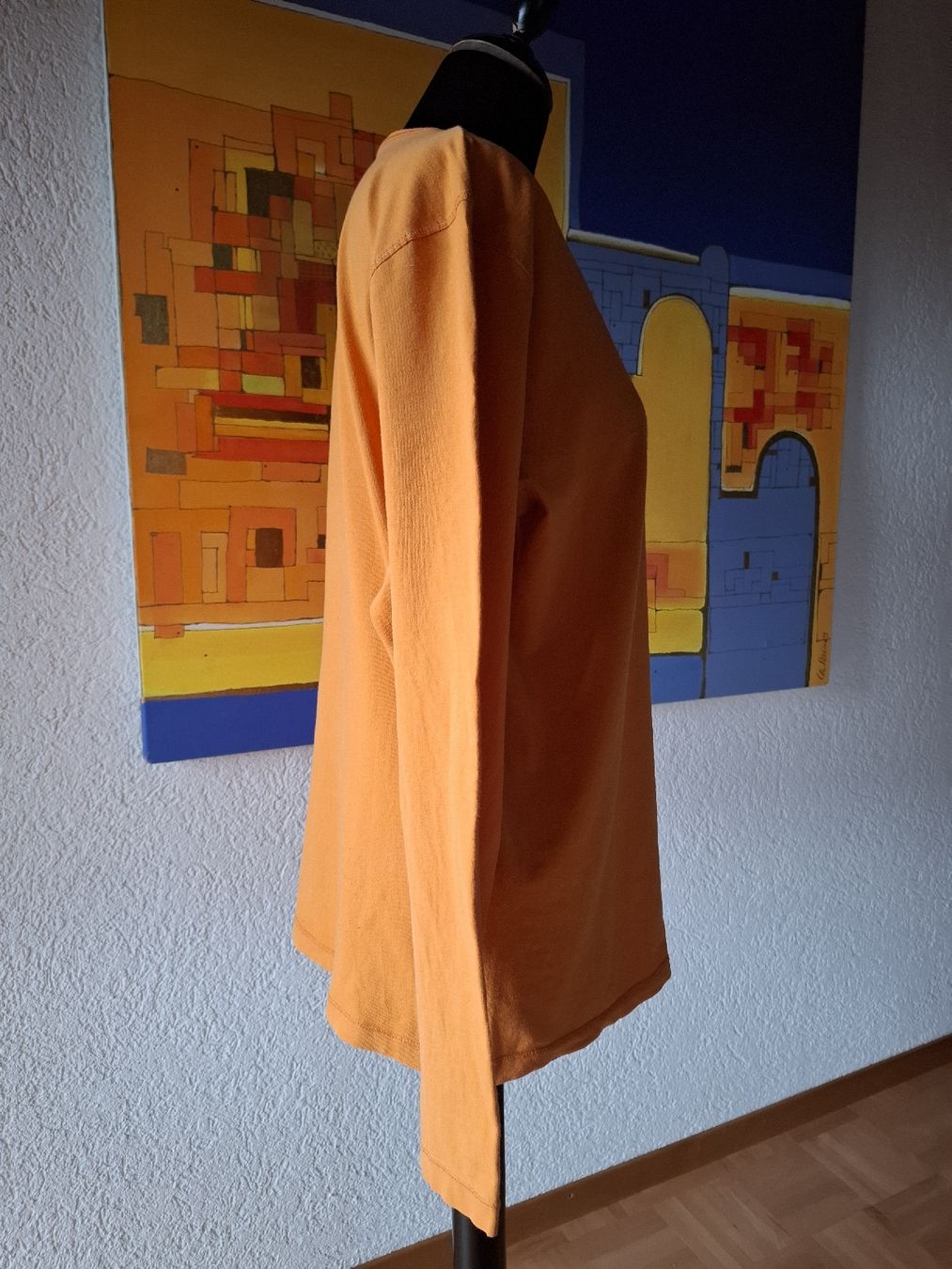 T-Shirts: Langarmshirt Damen Gr. L gelb Orange Basic Cotton Herbst 500 – Gebraucht aus Vinelz von sonnenmond77 2