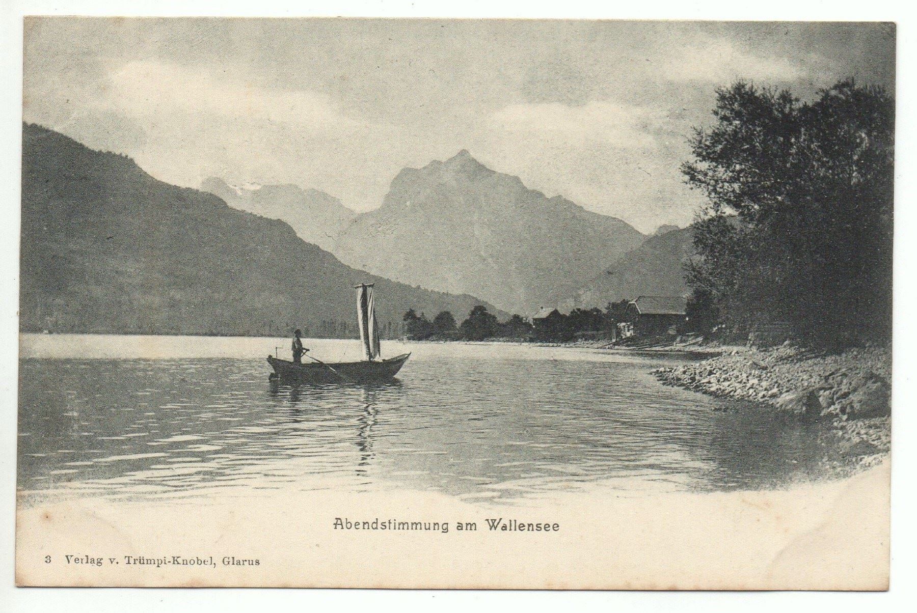 Ansichtskarten: WEESEN Abendstimmung am Walensee, Boot – Neu (gemäss Beschreibung) aus Jona von philajona