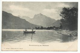 WEESEN Abendstimmung am Walensee, Boot